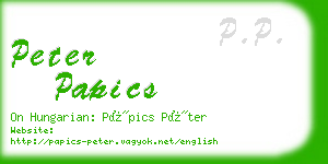 peter papics business card